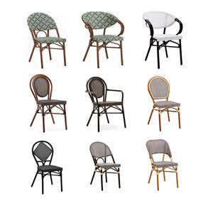 Chaise de Jardin de Style Français pour Restaurant, Café, Terrasse, Assise en Corde Imperméable et Osier en Rotin PE, Chaises de Salle à Manger d'Extérieur en Vente - Product Image 1
