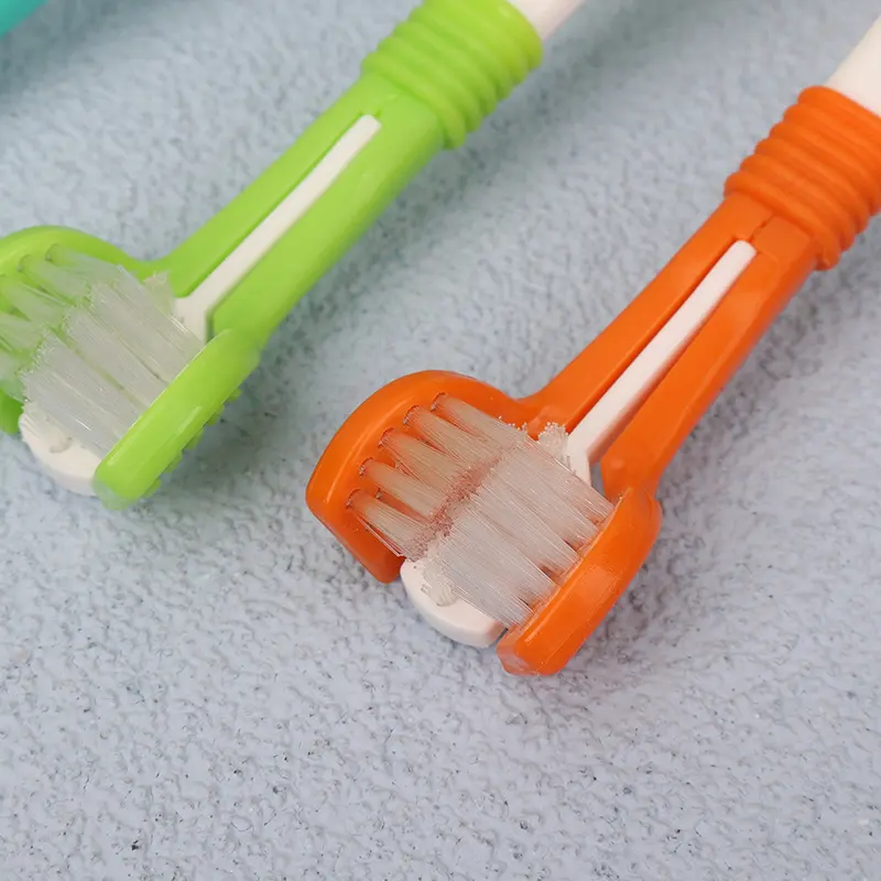 Durable Non-slip Customized Pet Toothbrush Dog Three-Head Toothbrush Pet Mouth Cleaning