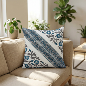 Hand Block Printed Red Eco-Friendly Floral Design Cotton Cambric Knitted Customizable Zipper Closure Home Decor <b>Cushion</b> <b>Cover</b> - Product Image 2
