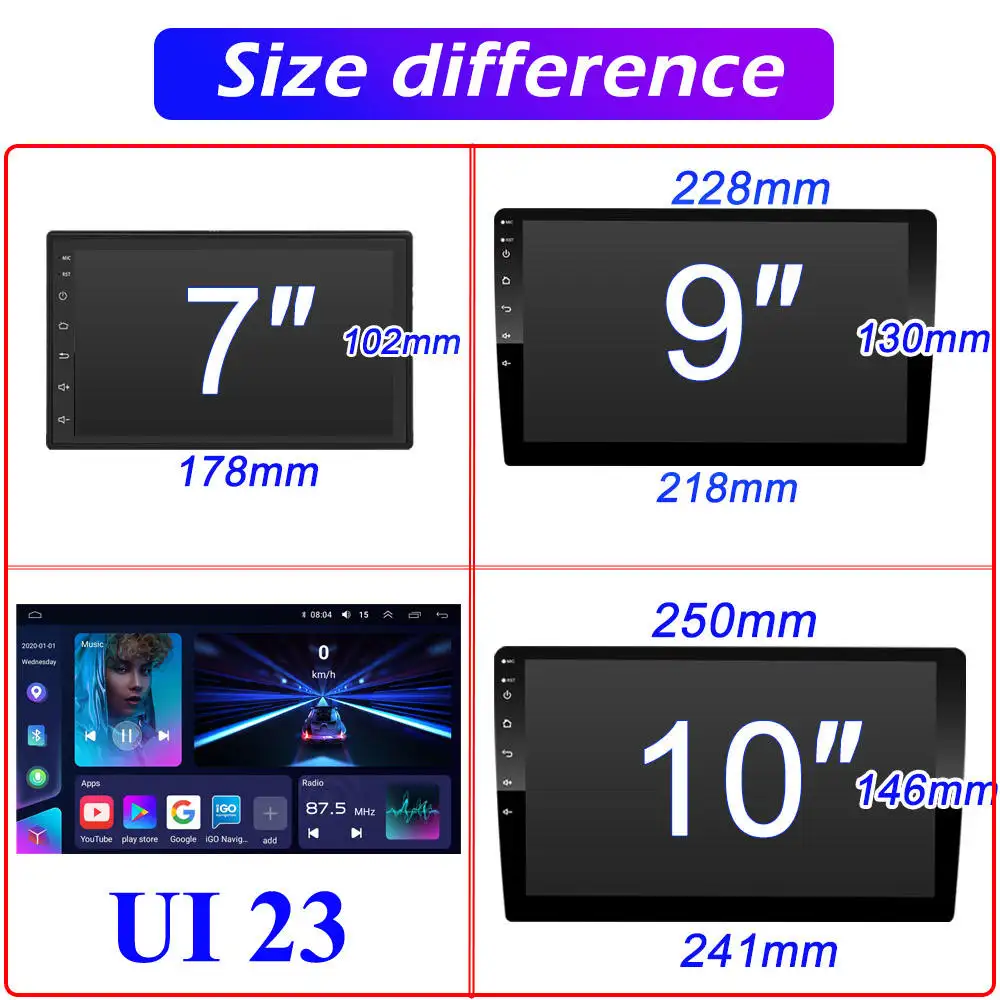 Chất lượng cao 9inch Android đài phát thanh xe màn hình cảm ứng màn hình Carplay đài phát thanh xe mirrorlink Stereo 2DIN GPS BT WIFI xe hệ thống âm thanh