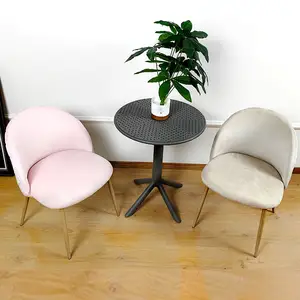 Nordic style modern metal legs pink velvet fabric sillas comedor indoor restaurant dining chairs for dining room coffee