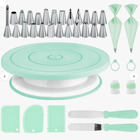 Kit de décoration de gâteaux écologique, ensemble de 36 outils en acier inoxydable, plateau tournant, douilles à pâtisserie, spatules à glaçage, grattoirs
