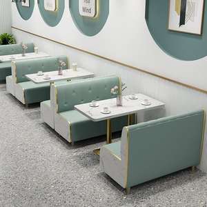 Juegos de muebles modernos de alta calidad para restaurante, cafetería, cabina de comida rápida, sofá para restaurante, juego de mesas <span class=keywords><strong>y</strong></span> sillas de comedor de Metal - Product Image 4