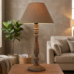 Stylish Large Size Wooden Lamp With Fabric Shade and Natural Finished Used <b>for</b> Livingroom and Bedroom Decoration - Product Image 2