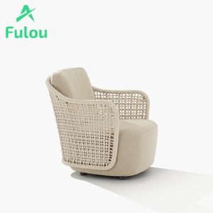 Conjunto de Muebles de Metal Modernos para Exteriores, Sillón Seccional de Mimbre Rojo, Comedor Contemporáneo para Patio, Casa de Campo, Piscina - Product Image 5