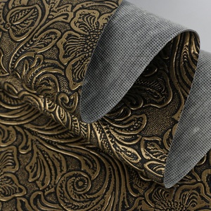 Cuộn Vải Vinyl Giả Da Chạm Khắc Họa Tiết Hoa Nổi Retro Phương Tây 3D Để Làm Túi Xách Ví - Product Image 5