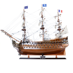 Maquette de bateau en bois artisanale Royal Louis 80 cm, voiles courbées, réplique de style nautique, technique de cèdre poli, Vietnam, pour table - Product Image 1