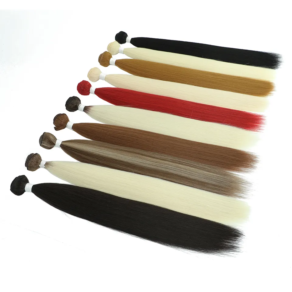 22-40 Inch Premium Heat Resistant Synthetic Hair Bundles Ombre Blonde Weave Bone Straight Hair Bundles Synthetic Hair Extensions