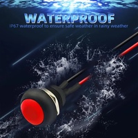 5pcs 12mm interrupteur à bouton-poussoir momentané 1/2 \ "trou de montage Mini étanche vert avec fils 12V pré-soudés PBS-33B-G-X marche-arrêt