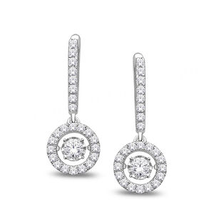 Pendientes de Plata de Ley 925 con Baño de Rodio, Joyería Redonda con Diamantes que Bailan - Product Image 1
