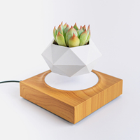 Maceta Flotante de Levitación Magnética HCNT, Plástico ABS con Recubrimiento de Cromo, Flores Artificiales, Forma Cuadrada, Estilo Minimalista