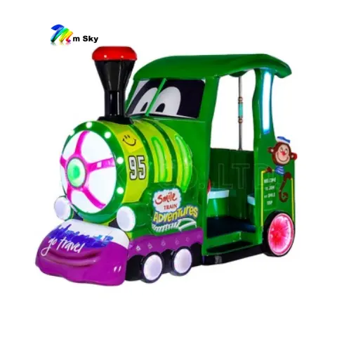 Dijual Kiddie Ride Mesin Permainan Mengemudi Kereta 3 Kursi Fiberglass Dalam Ruangan Pusat Permainan Keluarga Bahagia Dioperasikan Oleh Koin