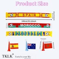 1 ensemble Écharpe et Bannière de Fête, Klaxons de Support, Drapeaux de Pays pour les Événements Sportifs de la Coupe du Monde 2026, Matchs de Football