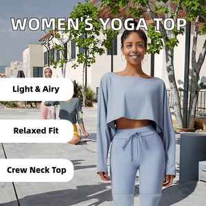 Camiseta de Yoga Ligera de Manga Larga con Cuello Redondo para Mujer, Ropa Deportiva Transpirable para Primavera y Verano, para Correr y Hacer Ejercicio - Product Image 3