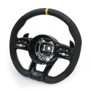 Volant en cuir Alcantara personnalisé pour <span class=keywords><strong>Mercedes</strong></span> Benz W167 W204 W222 C300 E300 <span class=keywords><strong>GLA</strong></span> GLE 2016 - Product Image 2