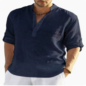 Nouvelle chemise décontractée pour homme 2026 en coton et lin à manches courtes, coupe ample, couleur unie, style vintage, respirante pour le printemps - Product Image 1