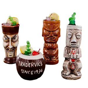 Cocktail Drinkware per Tiki Bar sublimazione Hawaii Easter Island Tiki Mug riutilizzabile Creative divertenti tazze di birra in ceramica tazza