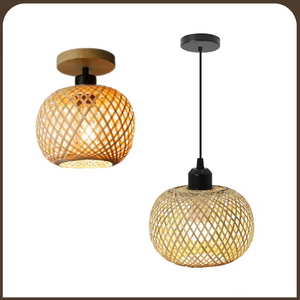 Handmade <strong>Wall</strong> Lamp <strong>Wicker</strong> Rattan Bamboo Wooden Shade Modern Retro Lighting for Home Woven Chandelier Ceiling <strong>Light</strong> - Product Image 3