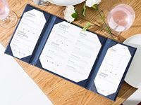 Porte-menu en cuir de luxe personnalisé OEM haut de gamme, à trois vues, avec porte-documents pour restaurant, bar, club