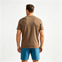 T-shirt pour homme POD à col en V, mélange coton et polyester, manches courtes, pull-over décontracté, coupe slim, t-shirt d'été pour homme, vente en gros