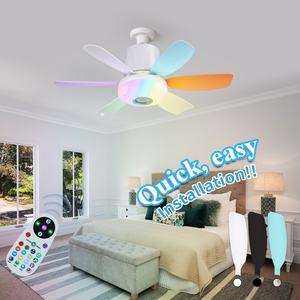 Ventilateur de plafond LED moderne à tête mobile rotative à 360°, intensité variable, télécommande, pour décoration intérieure, compatible maison intelligente, ampoule E27 - Product Image 6