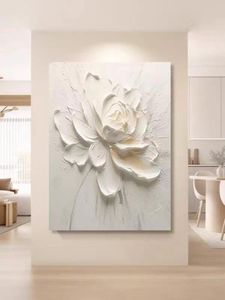 Kết cấu màu trắng hiện đại trang trí nghệ thuật làm bằng tay trừu tượng hoa sơn dầu vải 3D bảng dao tường nghệ thuật - Product Image 5