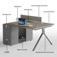 Postes de travail haut de gamme, bureau moderne, mobilier de bureau, plateau en bois grainé, tiroir de rangement modulaire avec prise pour espace de travail moderne