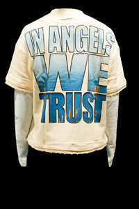 T-shirt in cotone Yingling con strass e pannello waffle, a maniche lunghe da uomo, vestibilità ampia, stampa DTG, all'ingrosso - Product Image 5