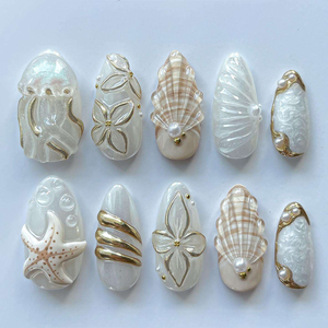 Unghie Finte Personalizzate di Lunga Durata, Design Carino, Copertura Completa, Riutilizzabili, in ABS, Fatte a Mano, con Fiori 3D, Forma a Mandorla, con Colla - Product Image 5