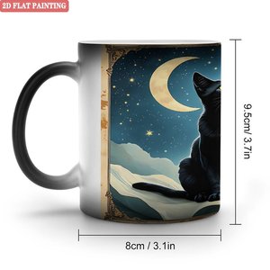 Frosted Black <b>Ceramic</b> <b>Mug</b> 11oz Heat Changing Magic Cup Daily Use Round Rim Smooth - Product Image 1