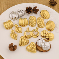 Boucles d'oreilles clous en acier inoxydable plaqué or 18 carats pour femme, motif cercle, nœud, cœur, style minimaliste, idéal pour les fêtes, vente en gros, OEM
