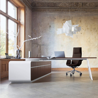 Meubles en forme de L blancs et bruns sur mesure en usine chaise de table de bureau exécutif avec tiroir