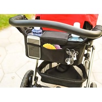 Organisateur de poussette double écologique pour bébé avec dragonne amovible, sac de rangement multi-usages