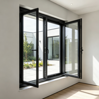 Fenêtre coulissante en alliage d'aluminium noir, double vitrage, profil à rupture de pont thermique, certifiée Energy Star, pour bâtiment de bureaux