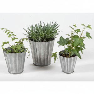 Lot de 3 jardinières en métal galvanisé avec poignées parfaites pour l'intérieur et l'extérieur, la maison et le jardin. - Product Image 1