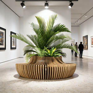 Banc d'extérieur en fibre de verre avec dossier découpé, design moderne, forme en L, pieds sabre, assise anticorrosion pour parcs, hôtels et espaces publics - Product Image 1