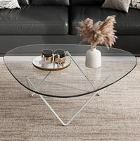 Table basse BTCT029 au design moderne et épuré, style nordique, plateau en verre trempé haut de gamme, structure en acier, pour salon