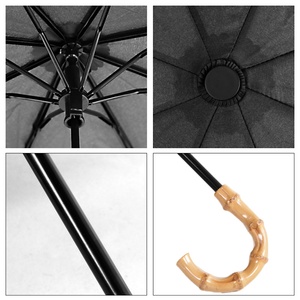Travel Manual Windproof <b>Umbrella</b> Bamboo Crook Handle Strong Frame Long Shaft Folding <b>Umbrella</b> - Product Image 5