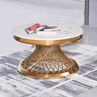 Table basse convertible moderne de luxe en verre et marbre doré de style nordique ZEHAO, mobilier de maison en métal