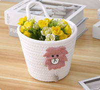 Panier de rangement mural multifonctionnel cylindrique en corde de coton tressée, écologique, durable et moderne, avec poignée pour