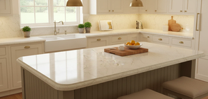 LOSAS DE Cuarzo Jade Oro Vietnamita de 20mm de Espesor para Muebles Modernos de Baño, Cocina y Hospital con Diseño de Modelo 3D - Product Image 3