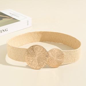 <span class=keywords><strong>Ceinture</strong></span> <span class=keywords><strong>tressée</strong></span> tendance <span class=keywords><strong>en</strong></span> alliage pour filles, avec double <span class=keywords><strong>ceinture</strong></span> dorée extensible et large, <span class=keywords><strong>en</strong></span> <span class=keywords><strong>paille</strong></span> PP, collection 2025 – Nouveauté promotionnelle - Product Image 2