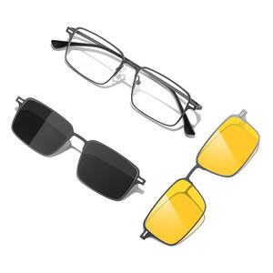 高品質偏光男性磁気サングラス屋外夜運転スタイリッシュなセットメガネクリップオンマグネットサングラスカスタムロゴ - Product Image 1