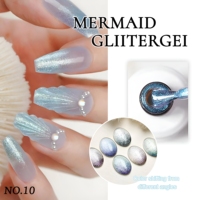 Gel pailleté sirène à marque privée, 8 couleurs, effet caméléon réfléchissant, très bonne qualité, 15 ml, pour fournitures d'art des ongles, vente en gros pour salons