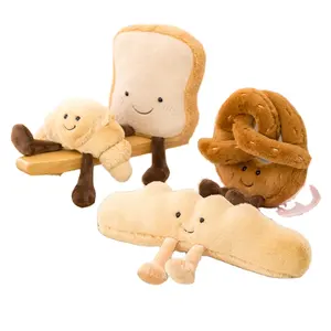 Utoys travesseiros de pelúcia para pão e queijo, brinquedos de pelúcia em formato de biscoitos, travesseiros finos de pelúcia, croissants e baguetes