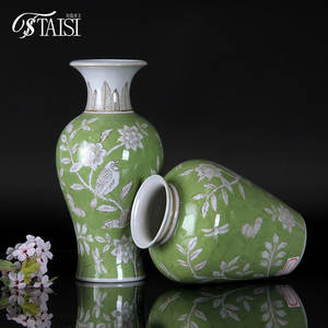V333GN <span class=keywords><strong>Vase</strong></span> en céramique vert de style <span class=keywords><strong>dynastie</strong></span> <span class=keywords><strong>Ming</strong></span> chinois exquis <span class=keywords><strong>Vase</strong></span> à fleurs artisanal pour la décoration intérieure élégante - Product Image 3