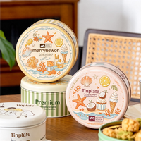 Boîte en étain ronde personnalisée pour desserts, en métal de qualité alimentaire, pour dattes, baklava, biscuits, gâteaux, emballage cadeau décoratif