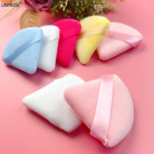 Top Seller blanco <span class=keywords><strong>negro</strong></span> Rosa terciopelo algodón microfibra suave absorción triángulo polvo <span class=keywords><strong>Puff</strong></span> para cosméticos maquillaje personalizado - Product Image 4