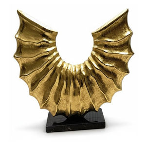 Sculpture abstraite en aluminium de qualité supérieure avec base en marbre, pièce d'art décorative moderne dorée - Product Image 4