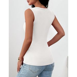 FOXA Womens Ribbed Tank <b>Top</b> Square Neck Slim Fit Basic Sleeveless <b>Top</b> Casual Summer Wear Breathable Knitted Spandex Cotton - Product Image 2